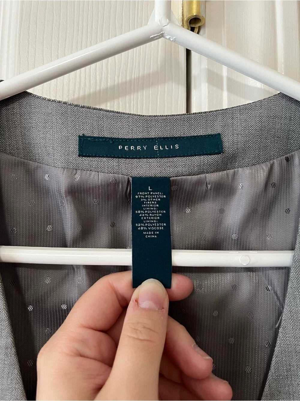 Perry Ellis Gray Dress Vest Men’s Large Formal Suit Waistcoat